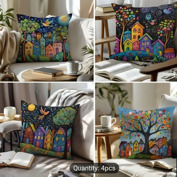 Colorful Artistic 4pc. Pillow Covers Set - Picture 3 of 4